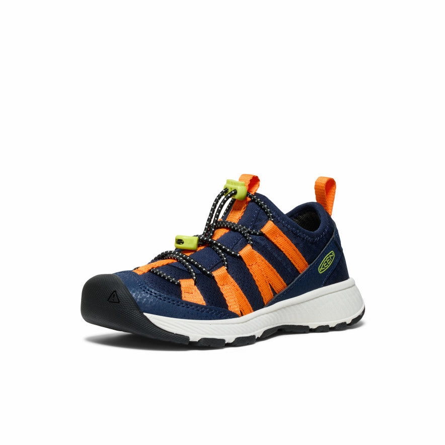 Shock Absorbing Midlayer Little Kids' Motozoa Sneaker  |  Naval Academy/Bright Marigold