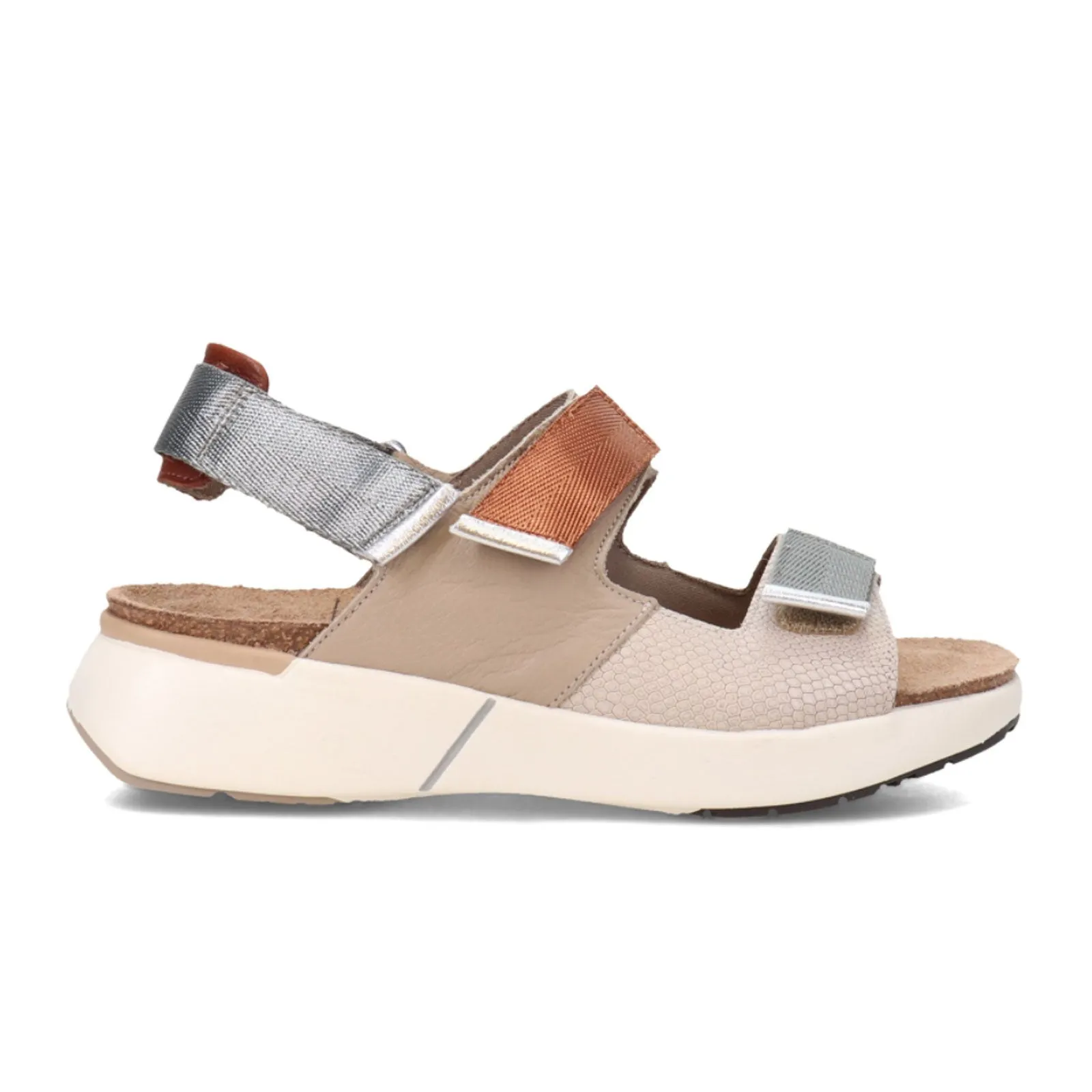 Cozy Travel Fit Naot Odyssey Active Sandal (Women) - Beige Lizard/Soft Beige/Soft Chestnut/Soft Silver