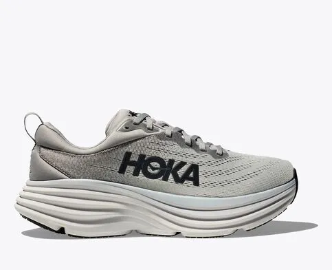 HOKA MENS BONDI 8 - SHARKSKIN/HARBOR MIST High Traction All Day Worker quick dry