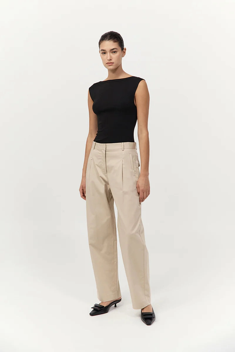 Organic Cotton Ballerina Top in Jet Black AntiPill Finish Ribbed Trim Details