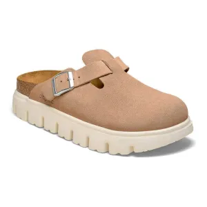 Low Heel Profile Birkenstock Boston Chunky Narrow Clog (Women) - Warm Sand Suede