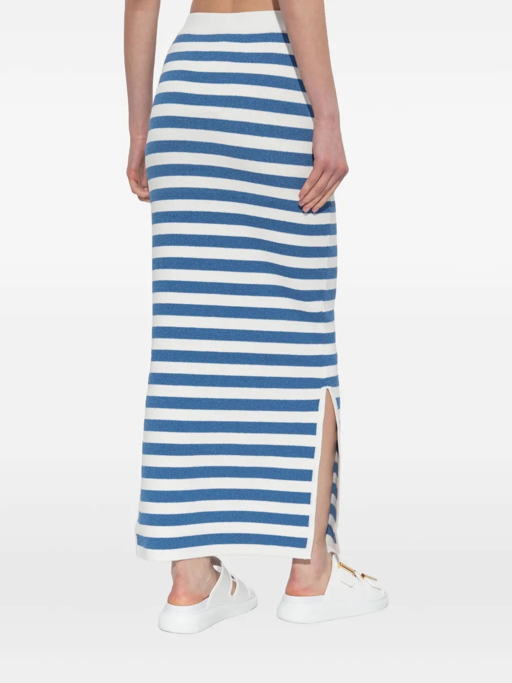 Sleek Detail Ari Skirt in Blue Stripe