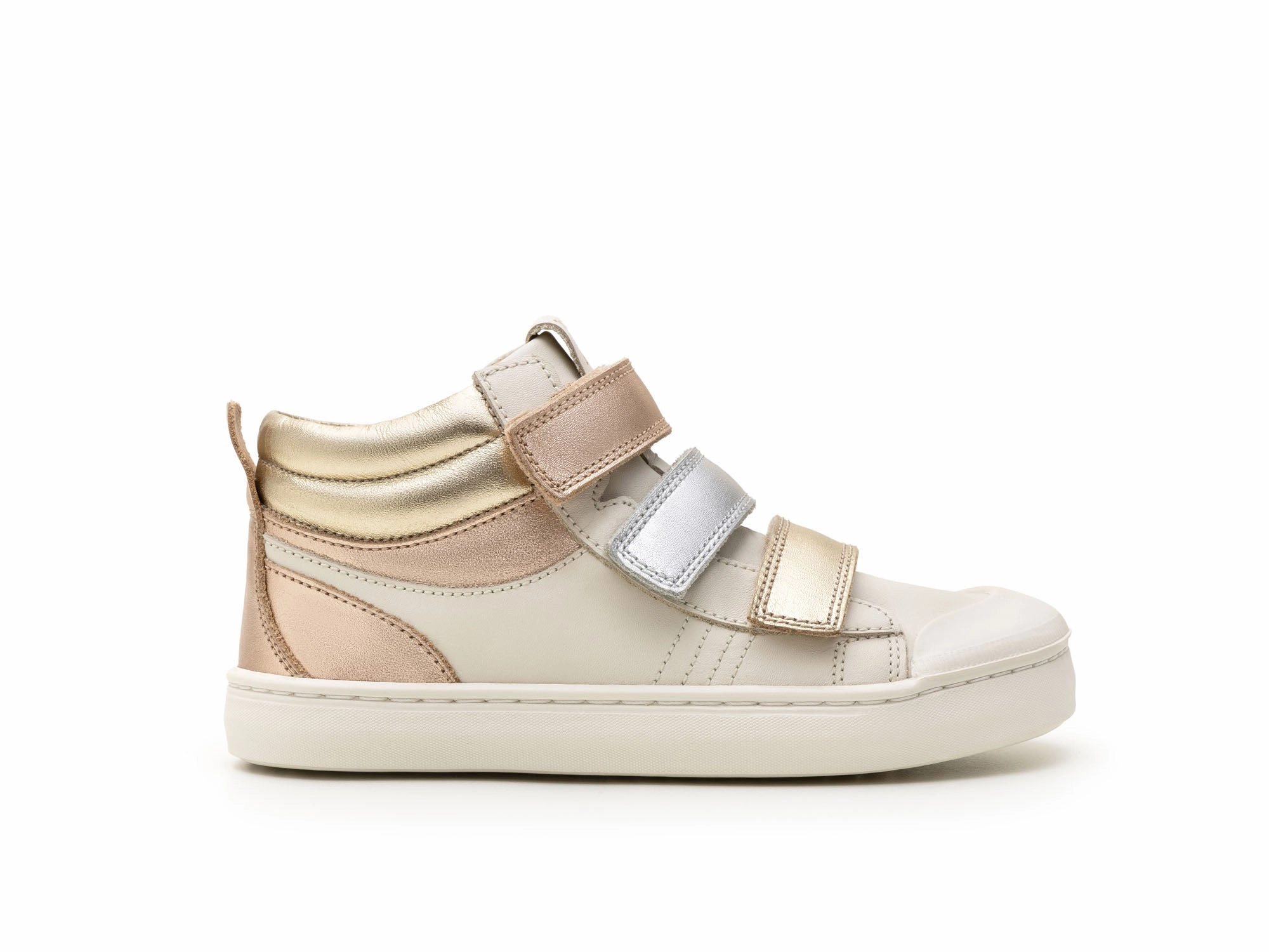 Tip Toey Joey Kids LEAP Sneakers - Tapioca/Metalic Salmon Environmentally Friendly Footbed Simple Glam