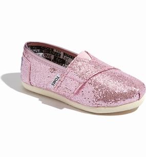 Thermal Regulating Fabric casual dressers' slip - ons TOMS Kids Tiny Pink Glitter Slip On Shoes