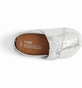 Vibration Reduction TOMS Kids Tiny Silver Glitter Slip On Shoes
