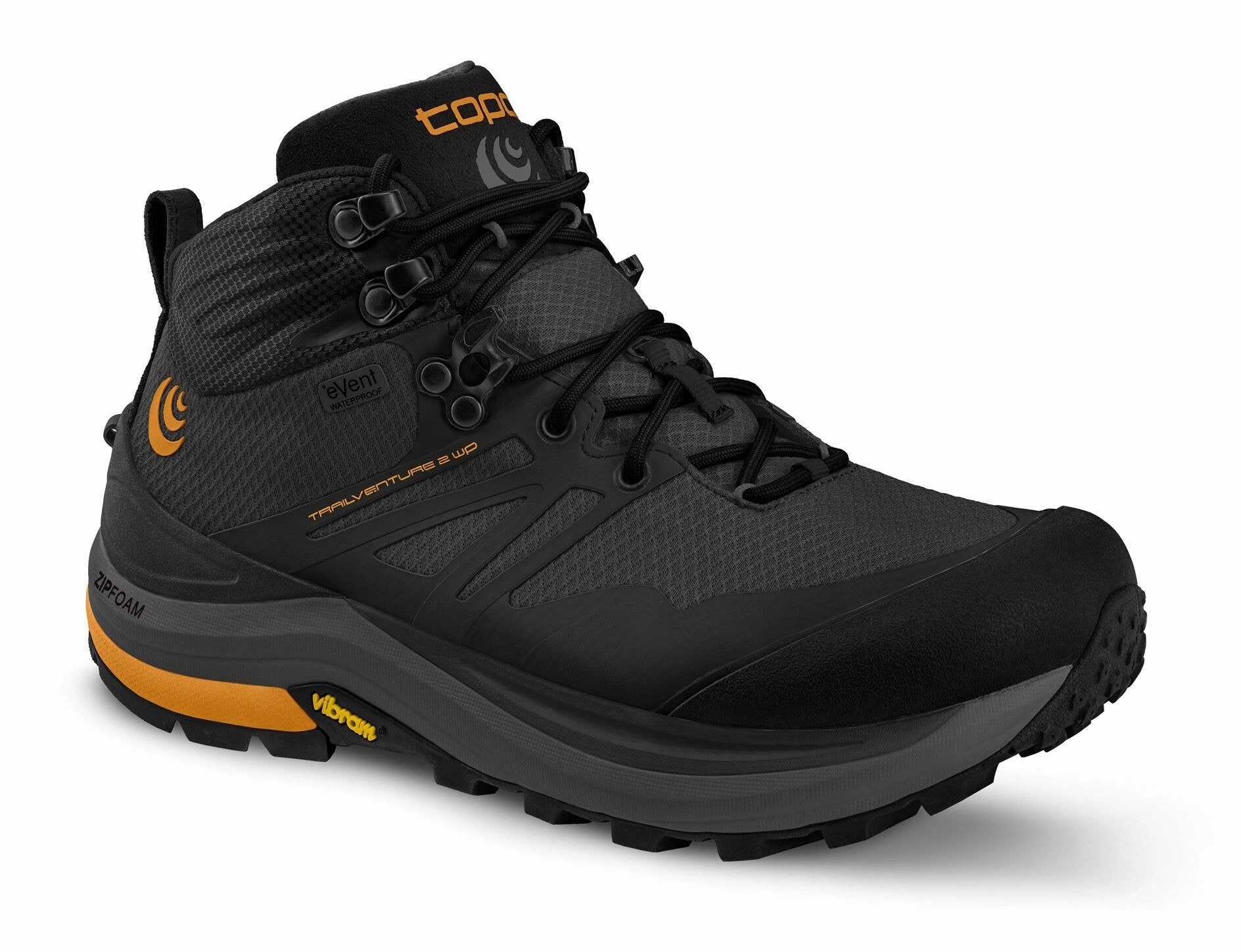 TOPO MENS TRAILVENTURE 2 WP - CHARCOAL /  ORANGE ReinforcedHems All Season Wear Fabric