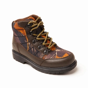 Kids' Hunt in Dark Brown/Camo Stable Feel lace up closure