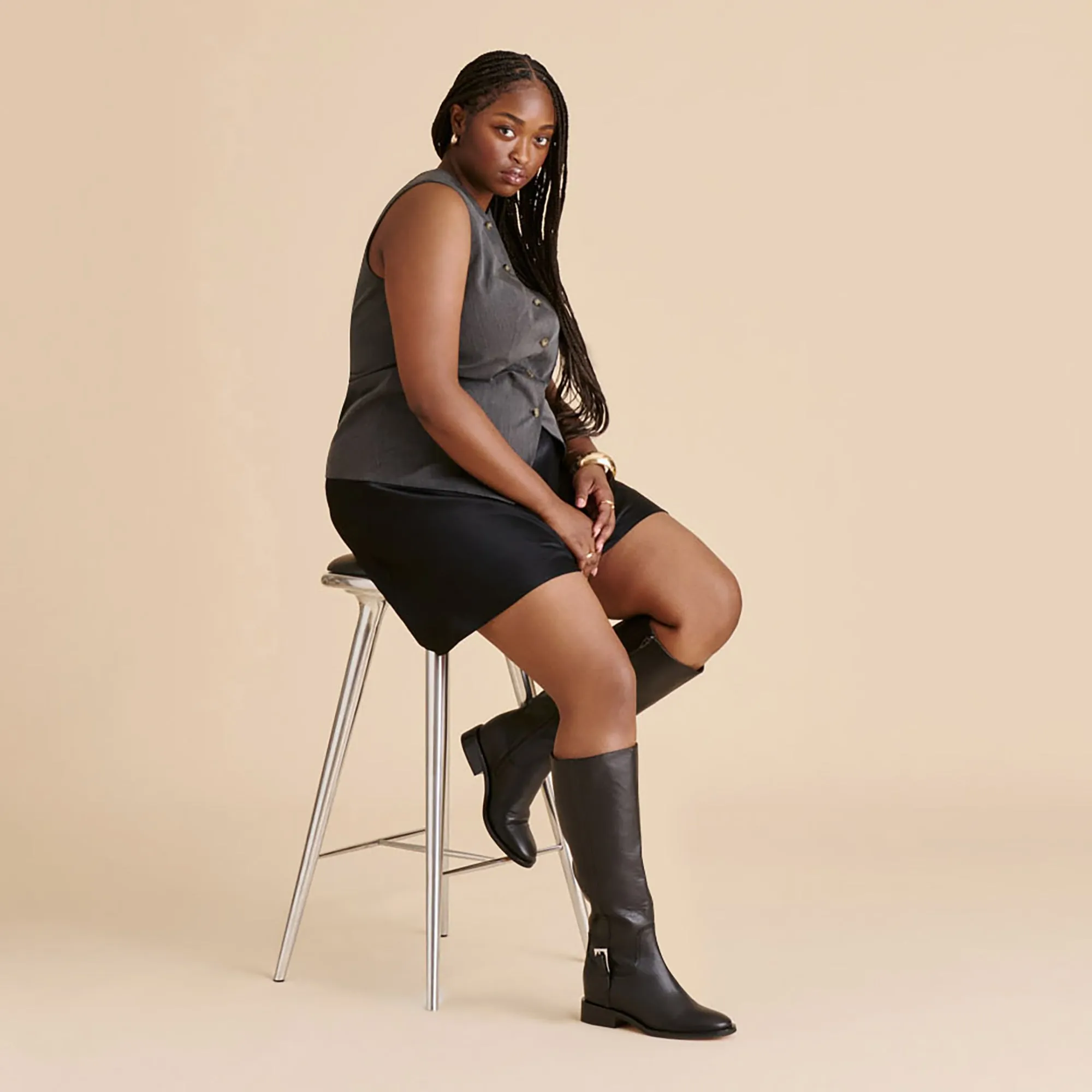 Dynamic Motion KILIAN H2O WIDE CALF BOOTS BLACK LEATHER