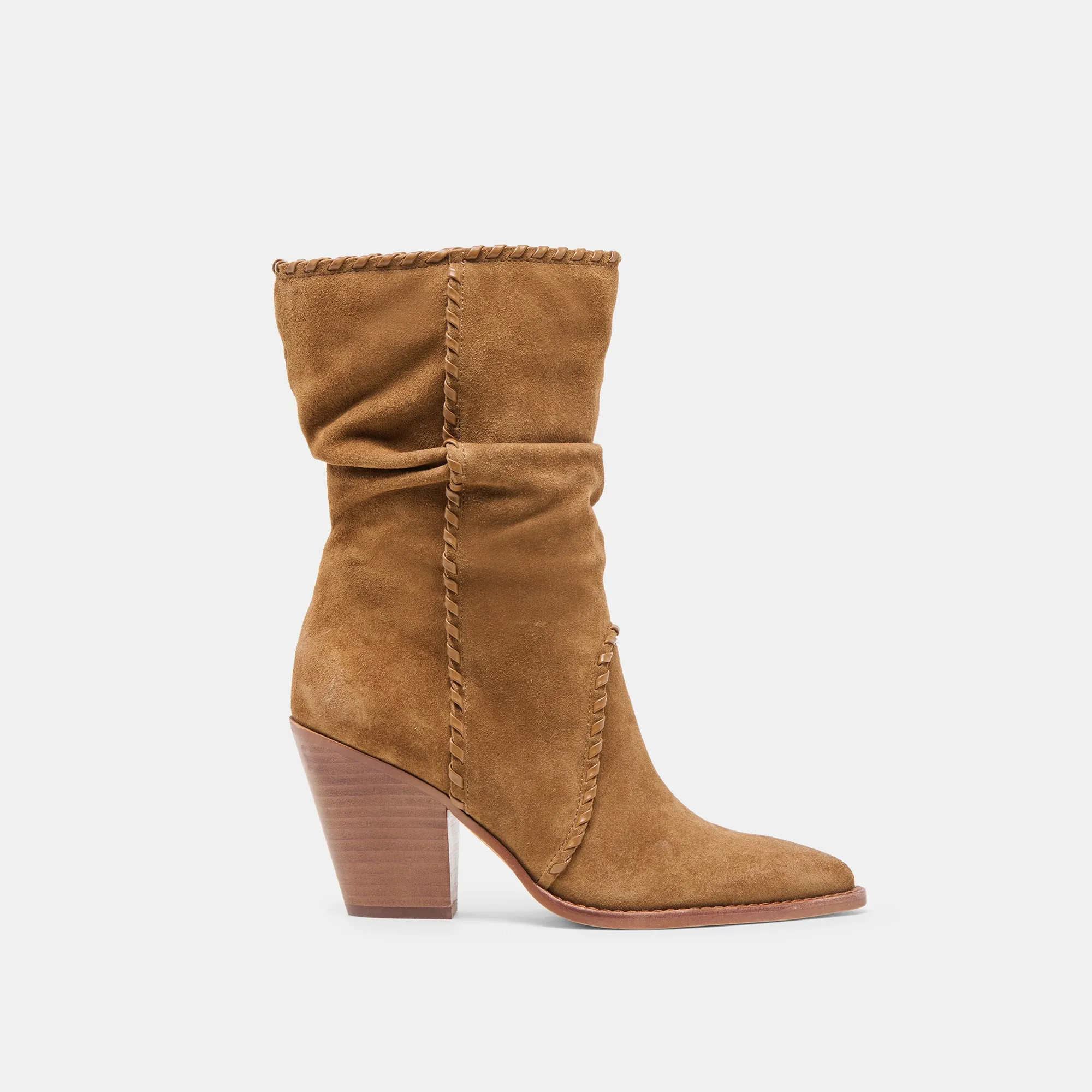Basic Style Pull On Design JULITH BOOTS LT BROWN SUEDE