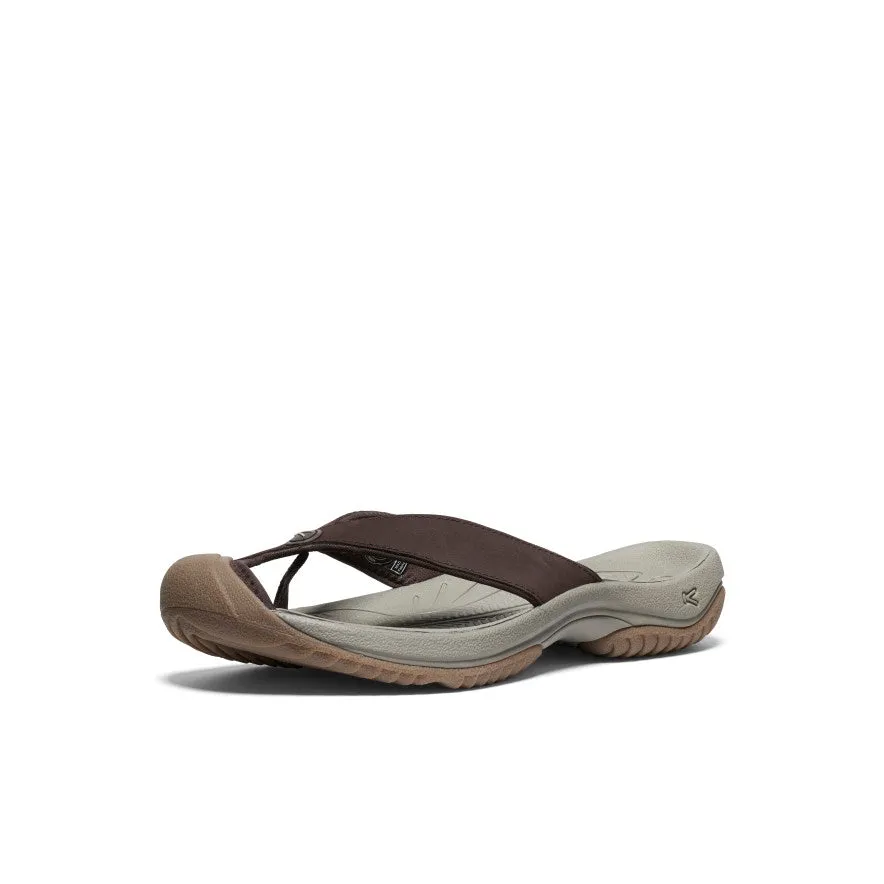 Durable Comfort Slip Resistant Men's Waimea Leather Flip-Flop  |  Java/Plaza Taupe