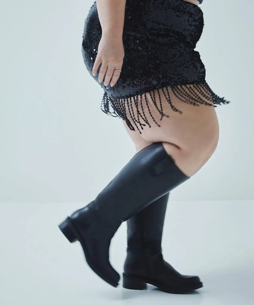 Bouncy Rebound GLORY H2O EXTRA WIDE CALF BOOTS BLACK LEATHER