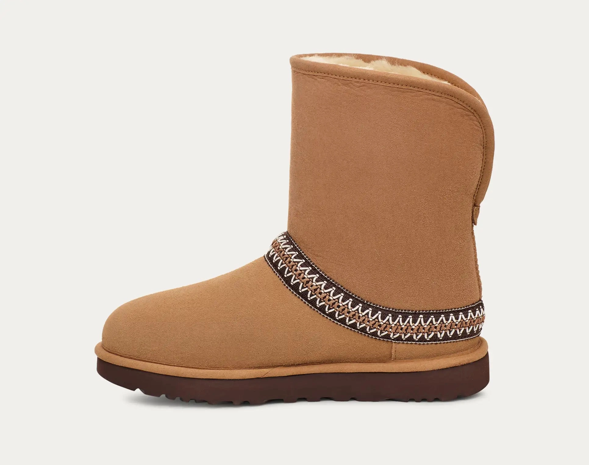 UGG WOMENS CLASSIC SHORT CRESENT - CHESTNUT platform Daily Mobility