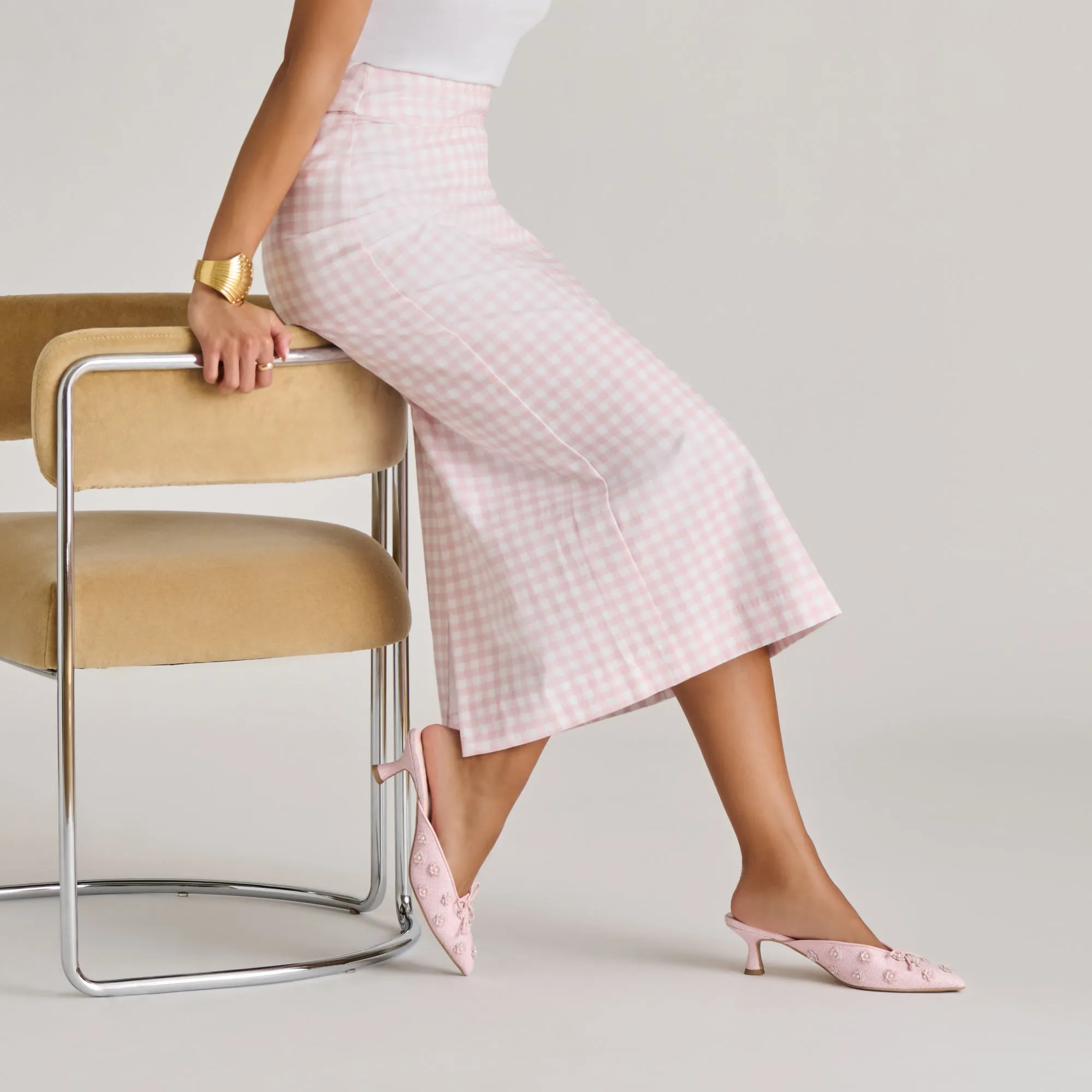 CAMILO X BYRDIE GOLF HEELS PINK RAFFIA Heel Clip Stretch Step