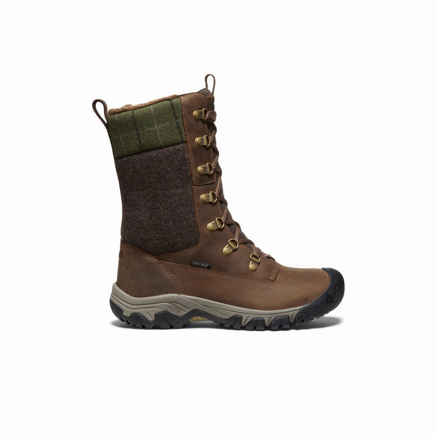 Women's Greta Tall Waterproof Boot  |  Dark Earth/Green Plaid Quick Drying All Day Worker