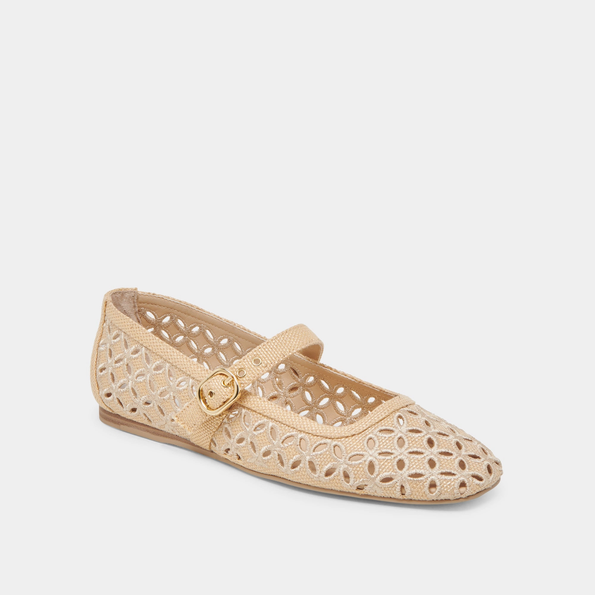 RODNI EYELET PERF BALLET FLATS LT NATURAL WOVEN RAFFIA Contemporary Style