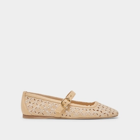 Collectible Pick RODNI EYELET PERF BALLET FLATS LT NATURAL WOVEN RAFFIA