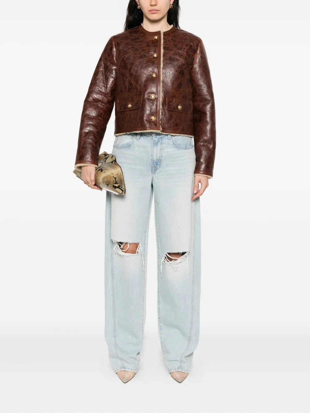 AbrasionResistantSurface Weekend Ready Zanie Short Shearling Coat in Vintage Whiskey