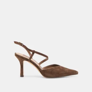 KAMRA HEELS DK BROWN SUEDE Flexible Motion
