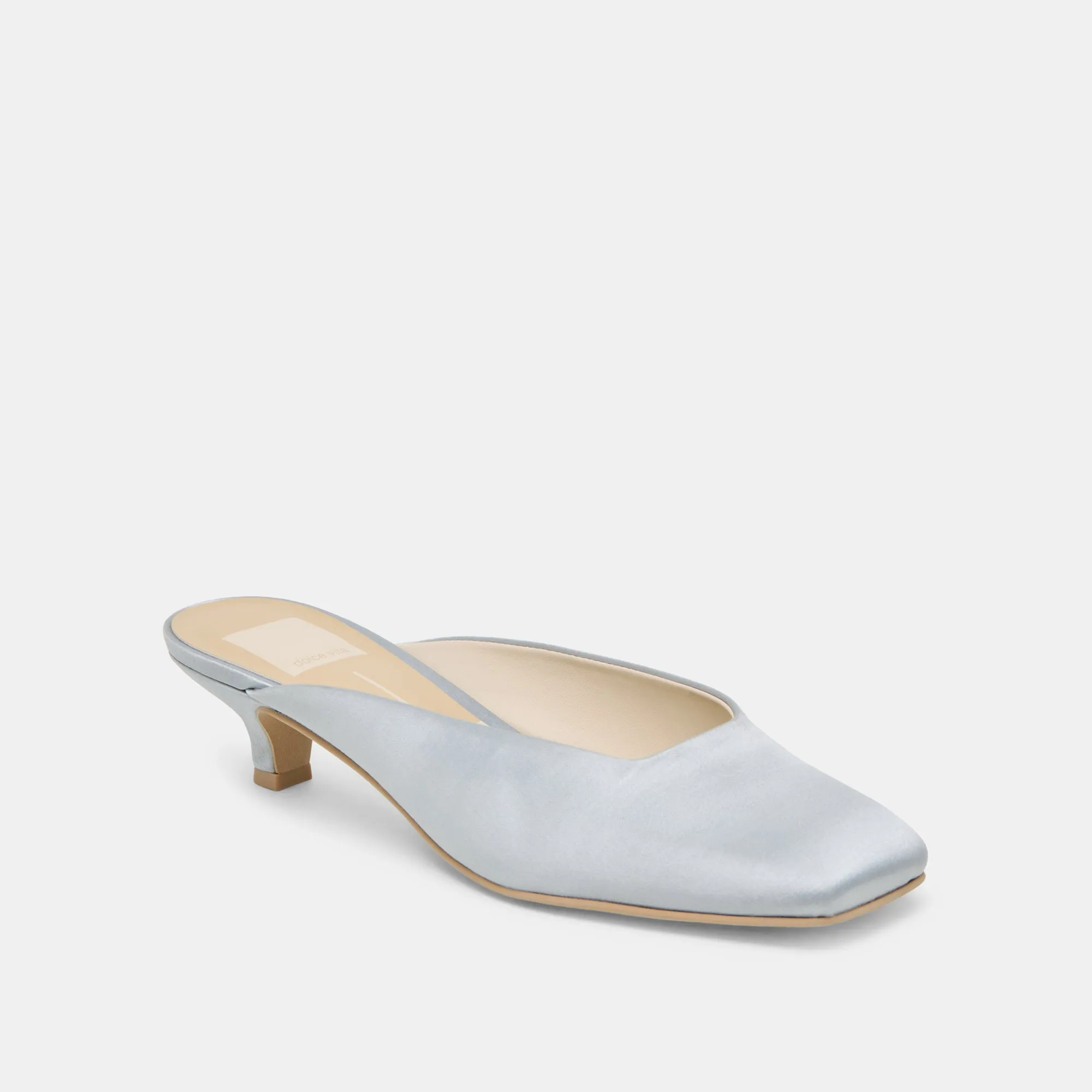 UMARA HEELS LIGHT BLUE SATIN StainResistant