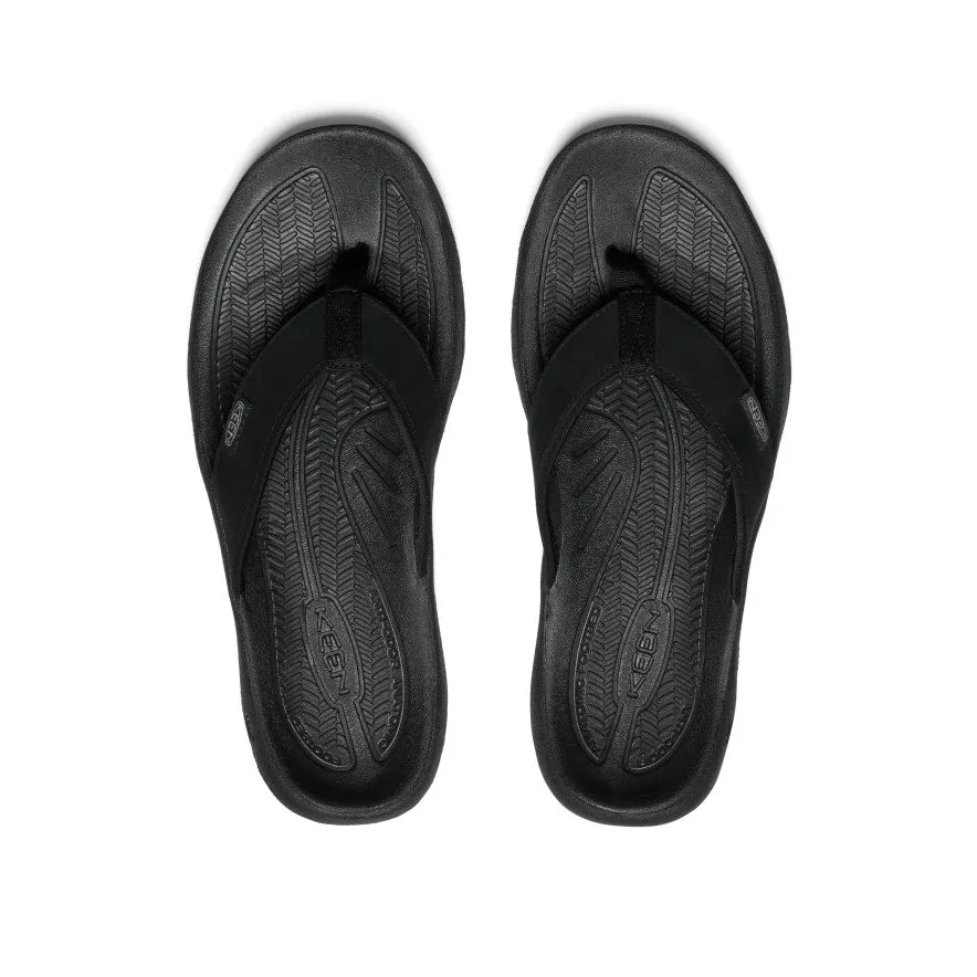 Air Comfort Men's Kona Leather Flip-Flop  |  Black/Steel Grey