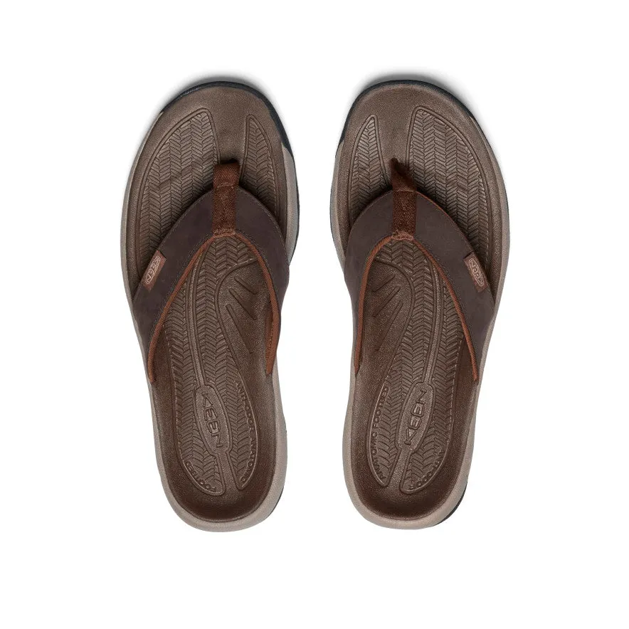 Quick Fit Step Comfort Ready Shoes Men's Kona Leather Flip-Flop  |  Java/Dark Earth