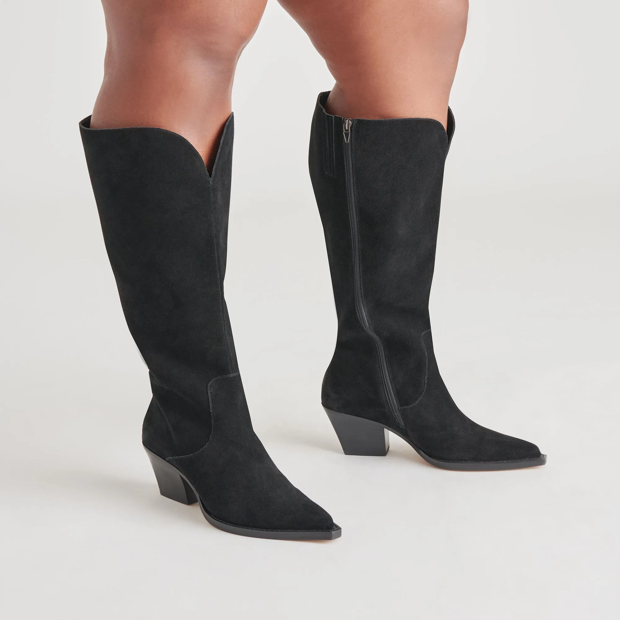 Textured Tread Rebound Boost Technology RAJ EXTRA WIDE CALF BOOTS ONYX SUEDE