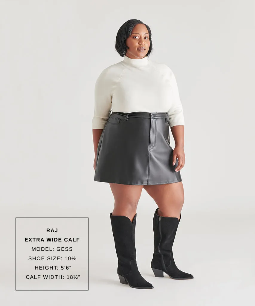 Blown Rubber Cushion Ground Contact Sole RAJ EXTRA WIDE CALF BOOTS ONYX SUEDE