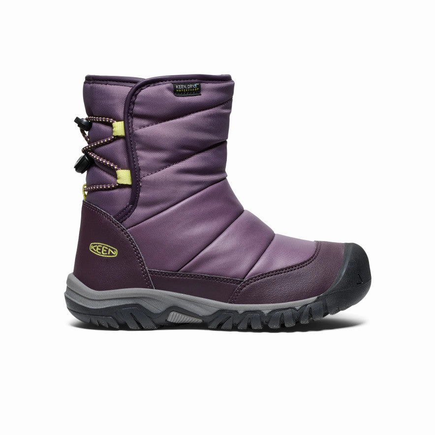Big Kids' Puffrider Waterproof Winter Boot  |  Black Plum/Daiquiri Green Thermal Core Windy Weather Daily Commuter
