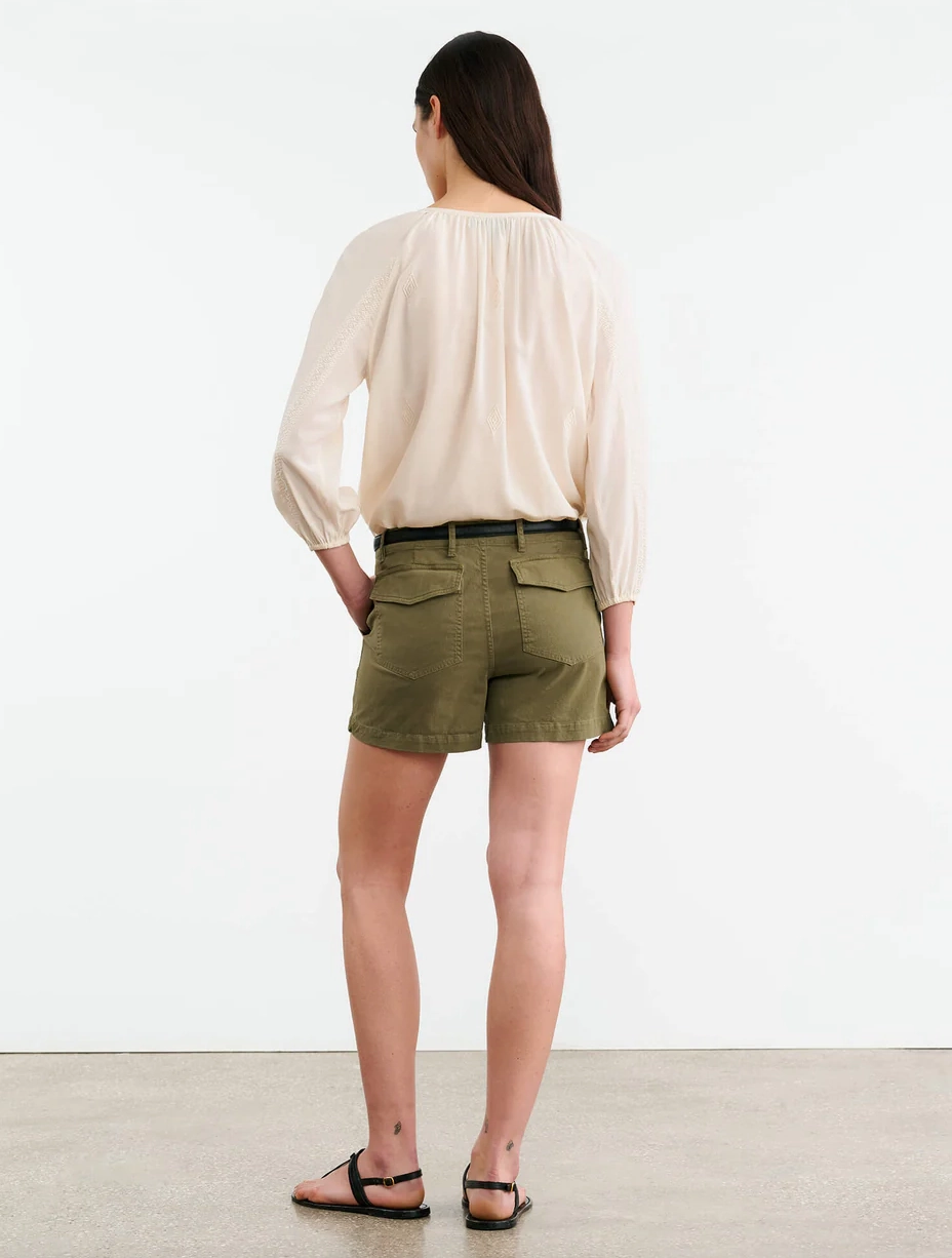 Sporty Layer Utility Short in Military Green