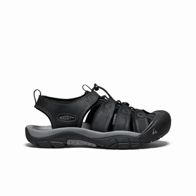 Errand Style Flat Base Men's Newport Leather Sandal  |  Black/Steel Grey