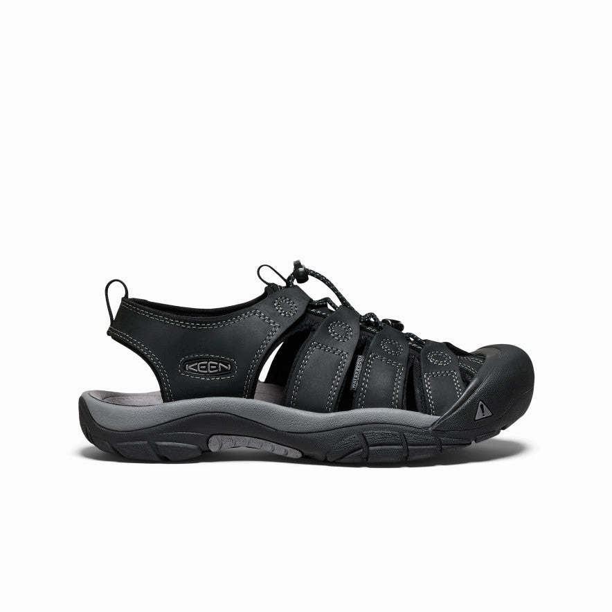 Comfortable Vacation Sandals Men's Newport Leather Sandal  |  Black/Steel Grey