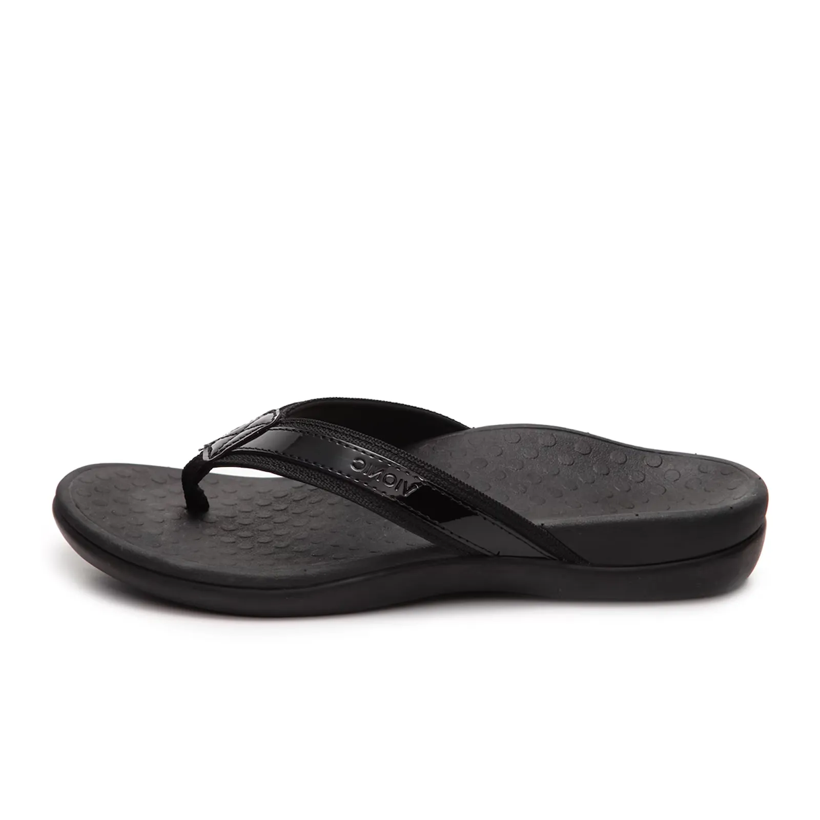 Vionic Tide Sandal (Women) - Black Patent Webbing Agility Comfort Fit System
