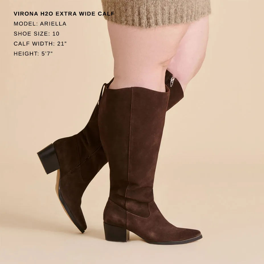 VIRONA H2O EXTRA WIDE CALF BOOTS DK BROWN SUEDE Breathable Inserts