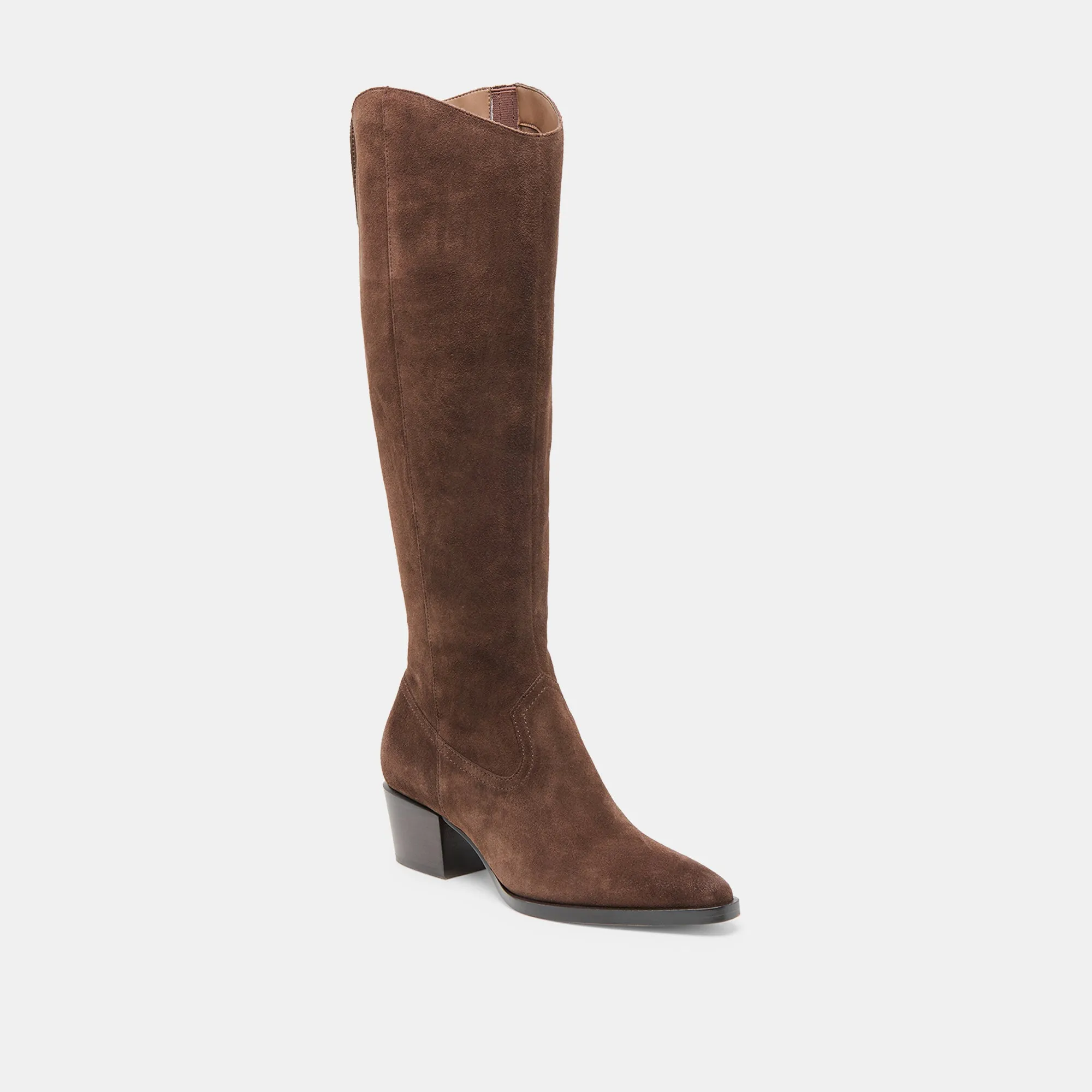 VIRONA H2O EXTRA WIDE CALF BOOTS DK BROWN SUEDE Tear Resistant Stitching Structured Choice
