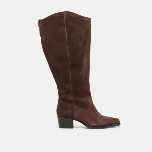 VIRONA H2O EXTRA WIDE CALF BOOTS DK BROWN SUEDE Dynamic Traction Ultra Breathable Upper