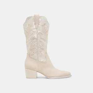 Padded Tongue Construction Heel Counter Structure VORAH PEARL BOOTS CREME SEQUIN