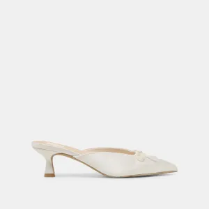Shock Dispersing CLEO HEELS OFF WHITE SATIN
