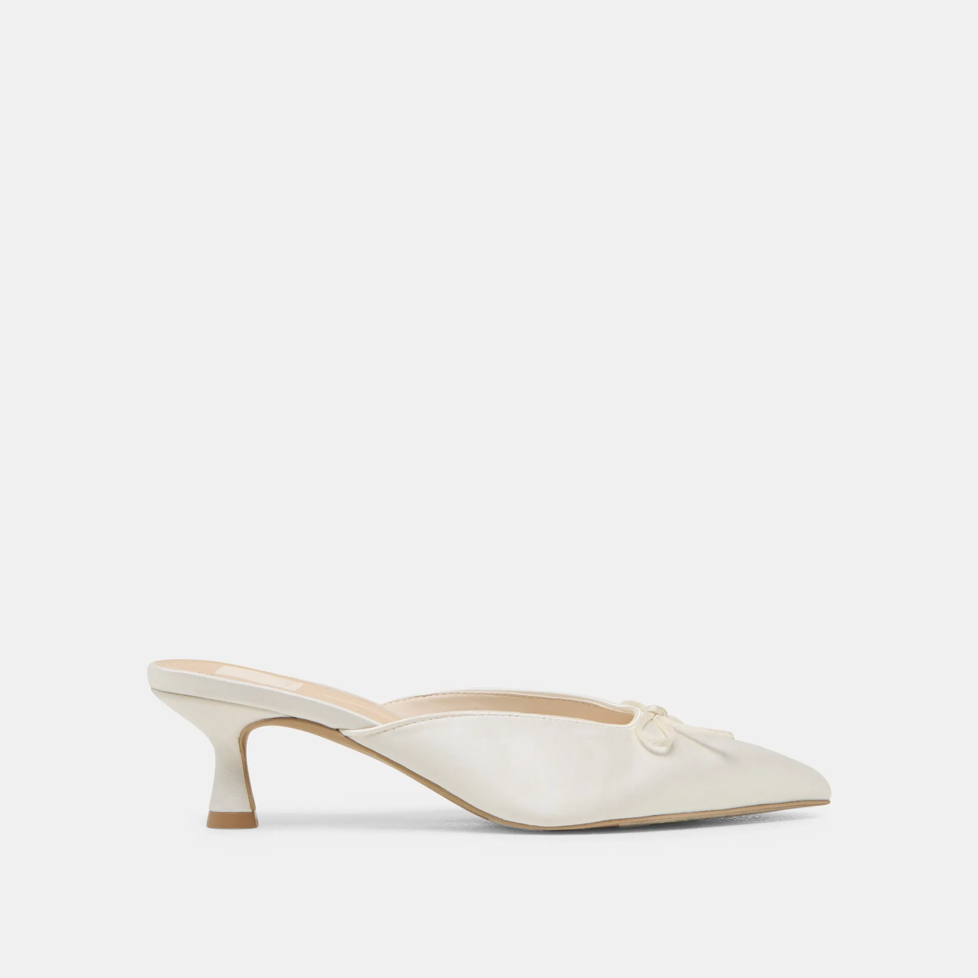 Shock Dispersing CLEO HEELS OFF WHITE SATIN