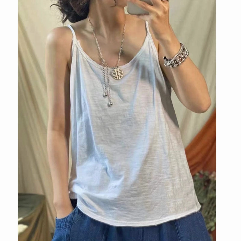 Quick Access Hidden Pockets Quick Dry Material Babakud Women Summer Cotton Casual Spaghetti Strap Vest