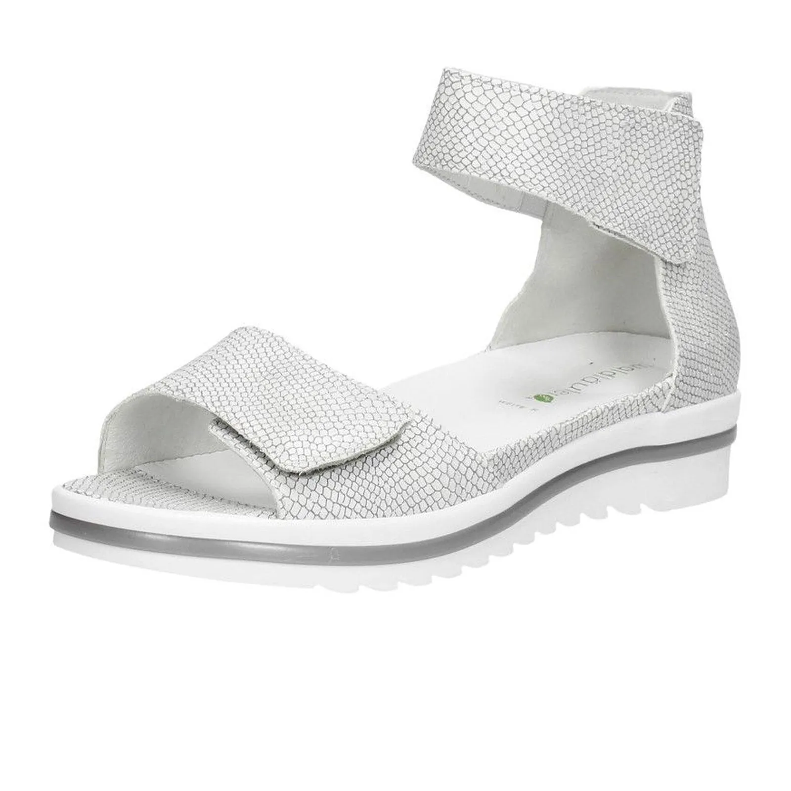 Waldlaufer Marigold 351005 Ankle Strap Sandal (Women) - Silver Snake Unique Features Simple Travel Sandals