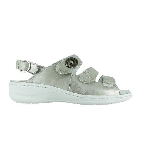 Quick Beach Shoes Waldlaufer Zander 408002 Backstrap Sandal (Women) - Silver