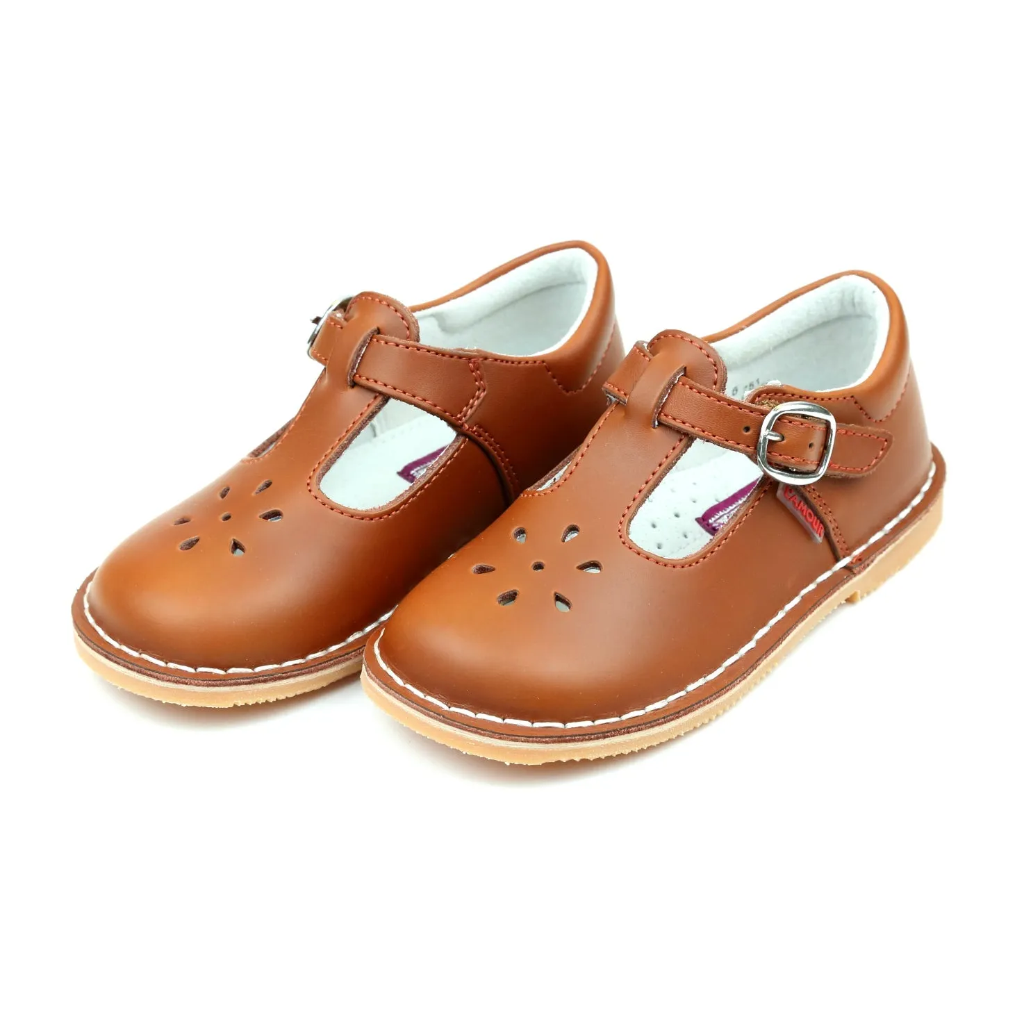 Joy Waxed Leather T-Strap Mary Jane Slip Resistant Grip