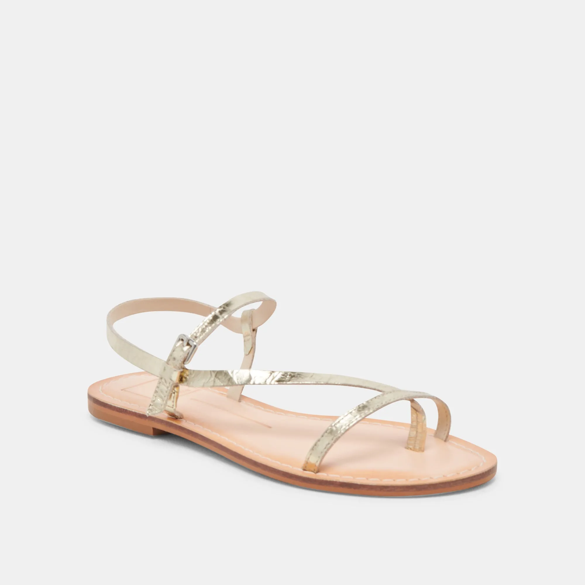 Tension Balanced Lacing WANDRE SANDALS GOLD DISTRESSED LEATHER