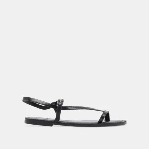 WANDRE SANDALS NOIR EMBOSSED LEATHER Zip Closure