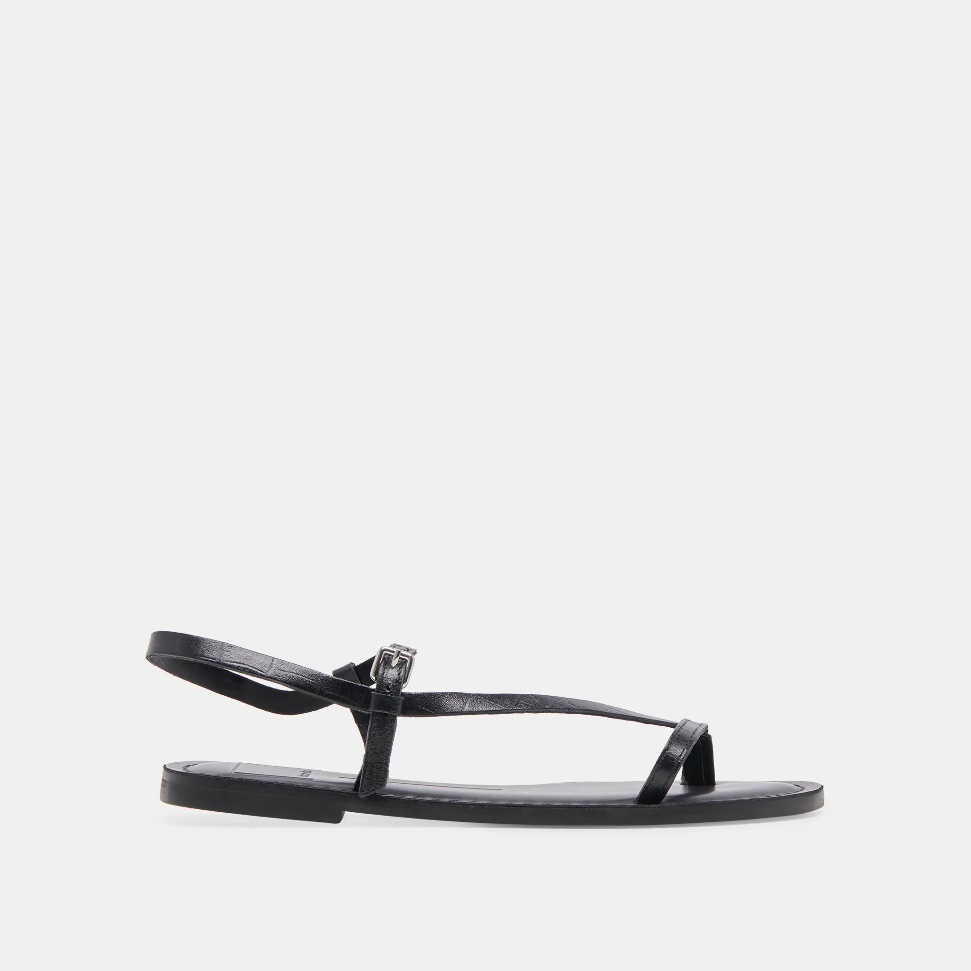 WANDRE SANDALS NOIR EMBOSSED LEATHER Zip Closure