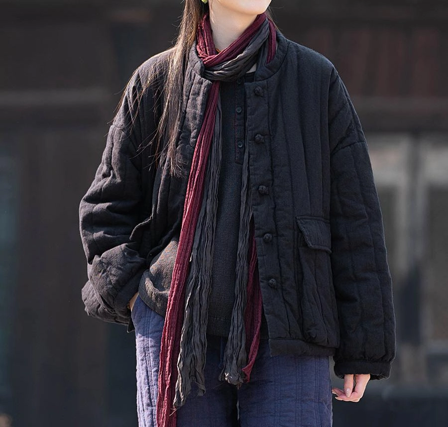 Adjustable drawstring Windproof Insulated Coat Warmth Color Block Large Pockets Coats for Women