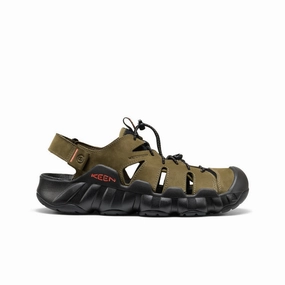 Men's Hyperport Fisherman Leather Sandal  |  Dark Olive/Black Sporty Outdoor Sandals