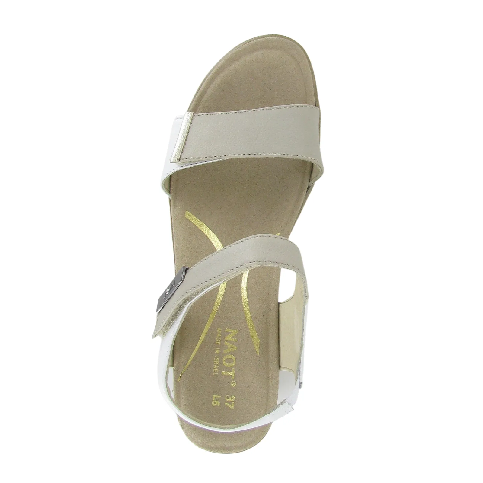 insulated Stylish Comfort Naot Intact Heeled Sandal (Women) - Soft Ivory Leather/Soft White Leather/Radiant Gold Leather