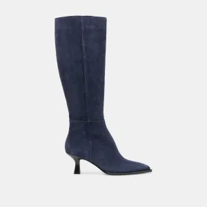 AUGGIE WIDE CALF BOOTS NAVY SUEDE Reactive Rebound Sturdy flexibility