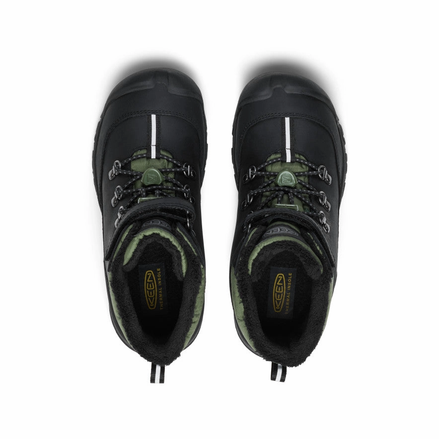 Slip   Resistant Neutral Tones Big Kids' Kanibou Waterproof Winter Boot  |  Black/Bronze Green